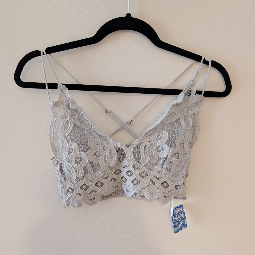 Free People Lace Bralette in Light Gray